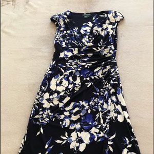 Lauren stretchy blue, periwinkle & off-white dress